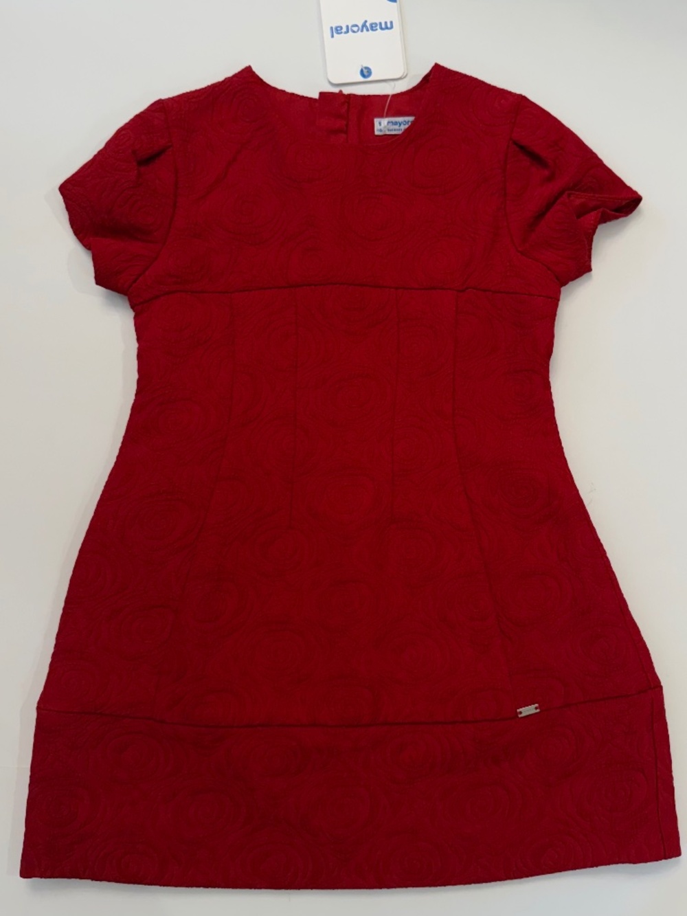 Mayoral‎ Girls Red Jacquard Rose Dress, size 5